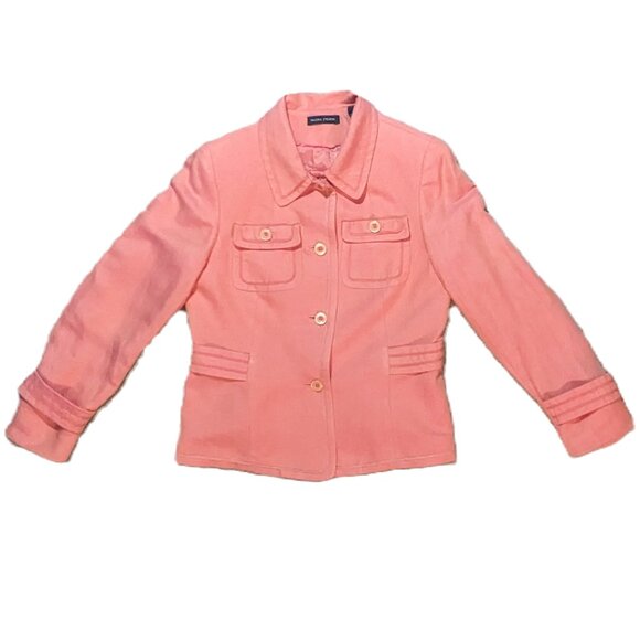 Valerie Stevens Linen Blend Salmon Pink Color Blazer Size 4 Preowned - Picture 1 of 5